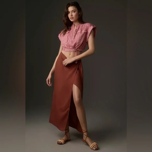 NWT Anthropologie Short-Sleeve Cinched Safari Top - Picture 3 of 10